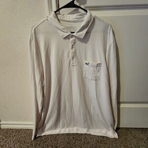 Vineyard Vines Mens Edgartown Polo Shirt Long Sleeve White 2XL Pima Cotton Blend